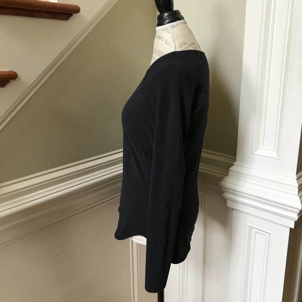 Lululemon Full Tilt Top Shirt Womens 6 Black Crew Neck Long Sleeve Ruffle Run - Picture 8 of 12
